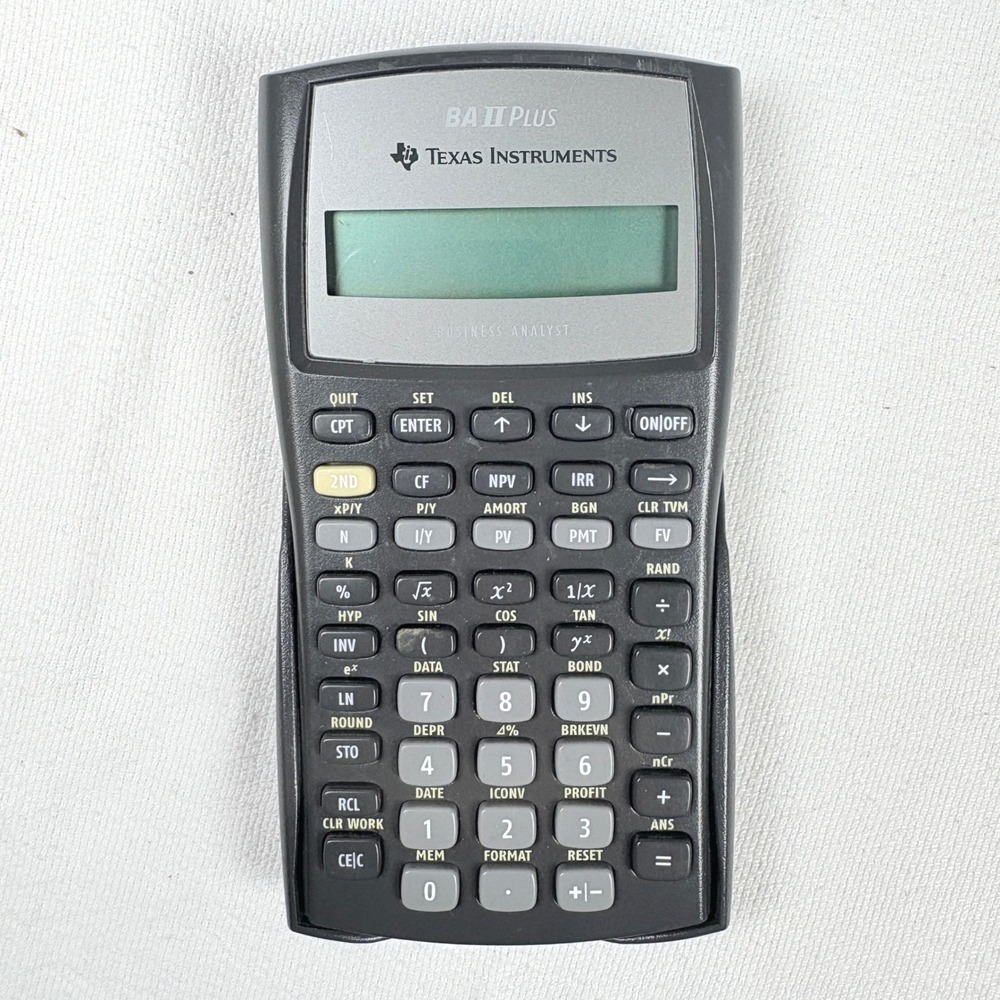 Texas Instruments BA II Plus Business Financial Calculator Grey S-0707F w/ Case